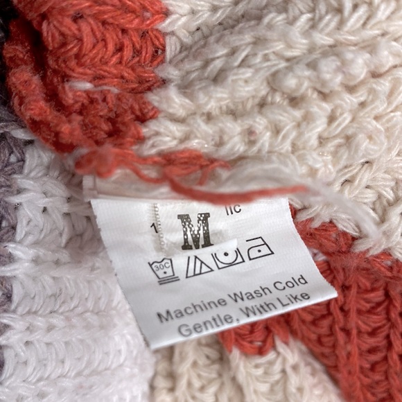 Shein Fringe Cropped Stylish Women's Oversized Sweater Size M Cool Design ! - Picture 7 of 8